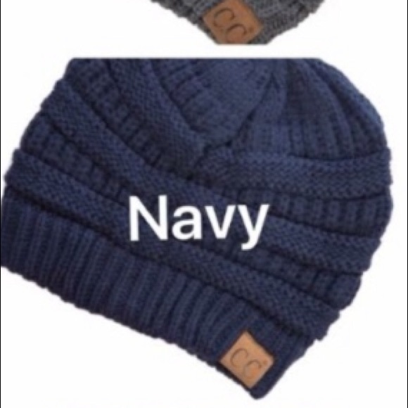 Navy Blue Solid CC Beanie - Picture 2 of 3